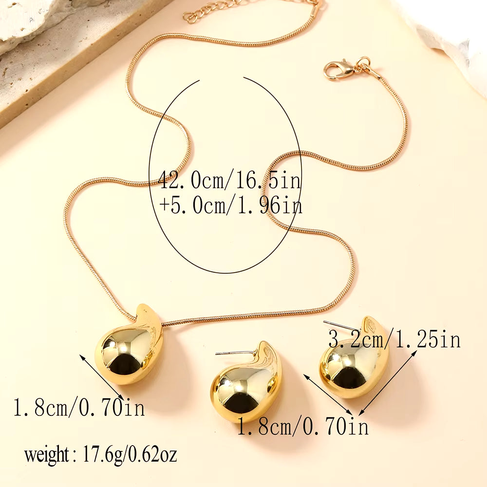 3 Pieces of Simple European and American Feng Shui Necklace Earrings Set for Women'S Temperament, Fashionable Party Accessories