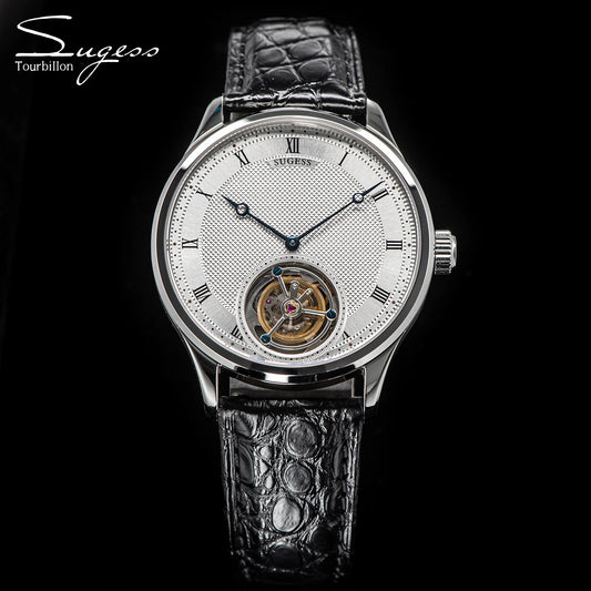 Tourbillon Men Watches ST8230 Genuine Tianjin Movement Mechanical Vintage Skeleton Wristwatch Elegant Crocodile Leather