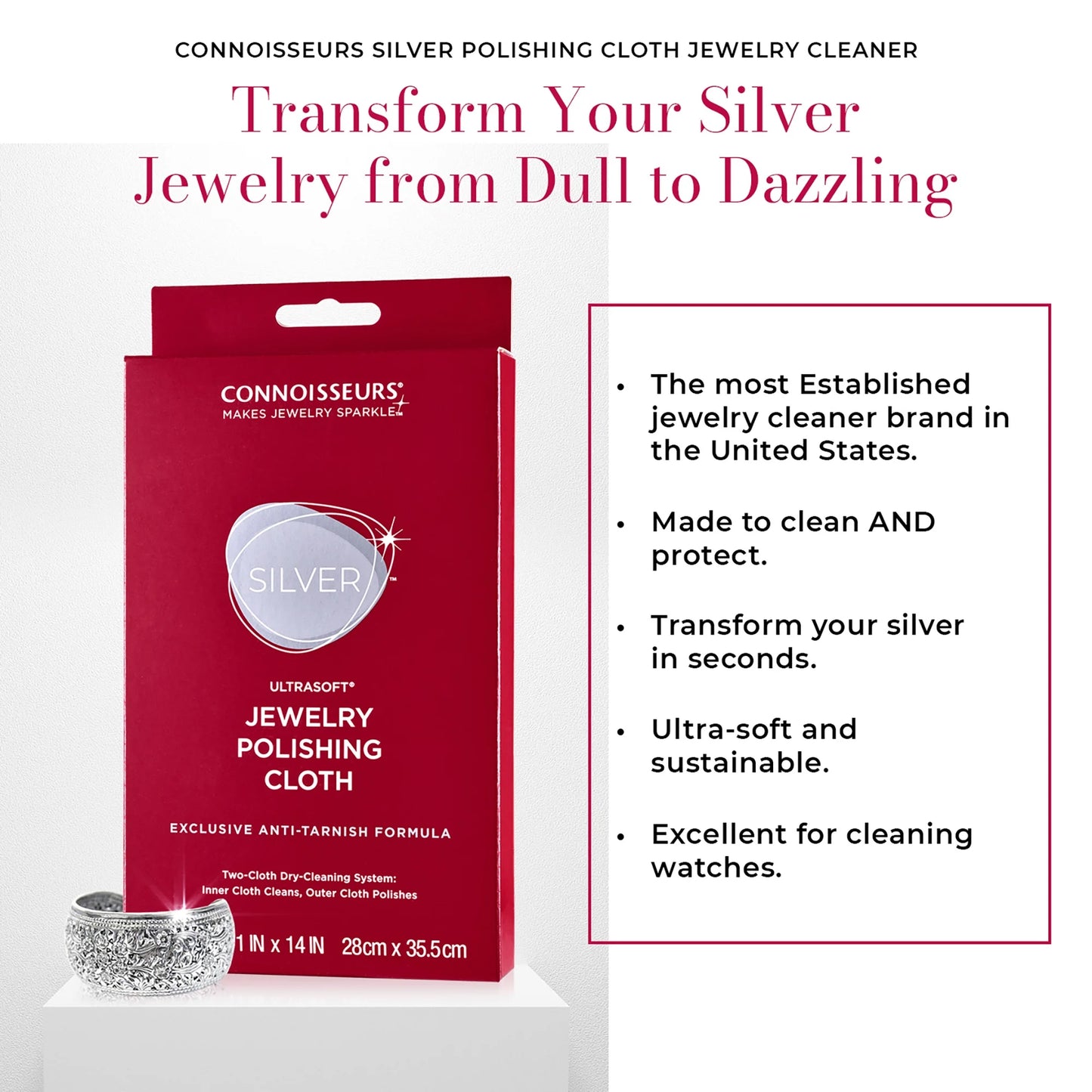 Silver Jewelry Polishing Cloth Cleans and Polishes All Silver Jewelry