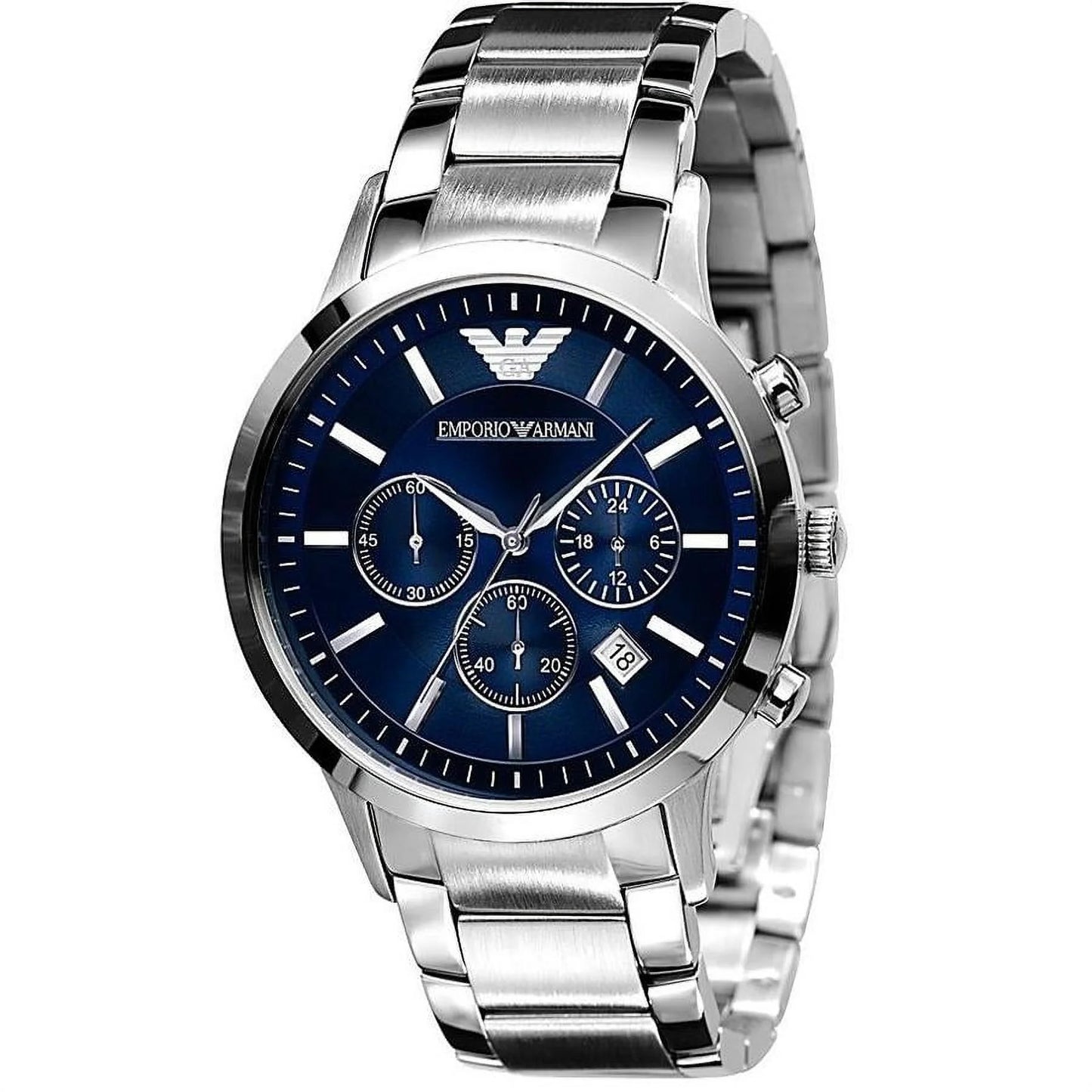 Men'S Classic Stainless Steel Blue Dial Dress Watch AR2448