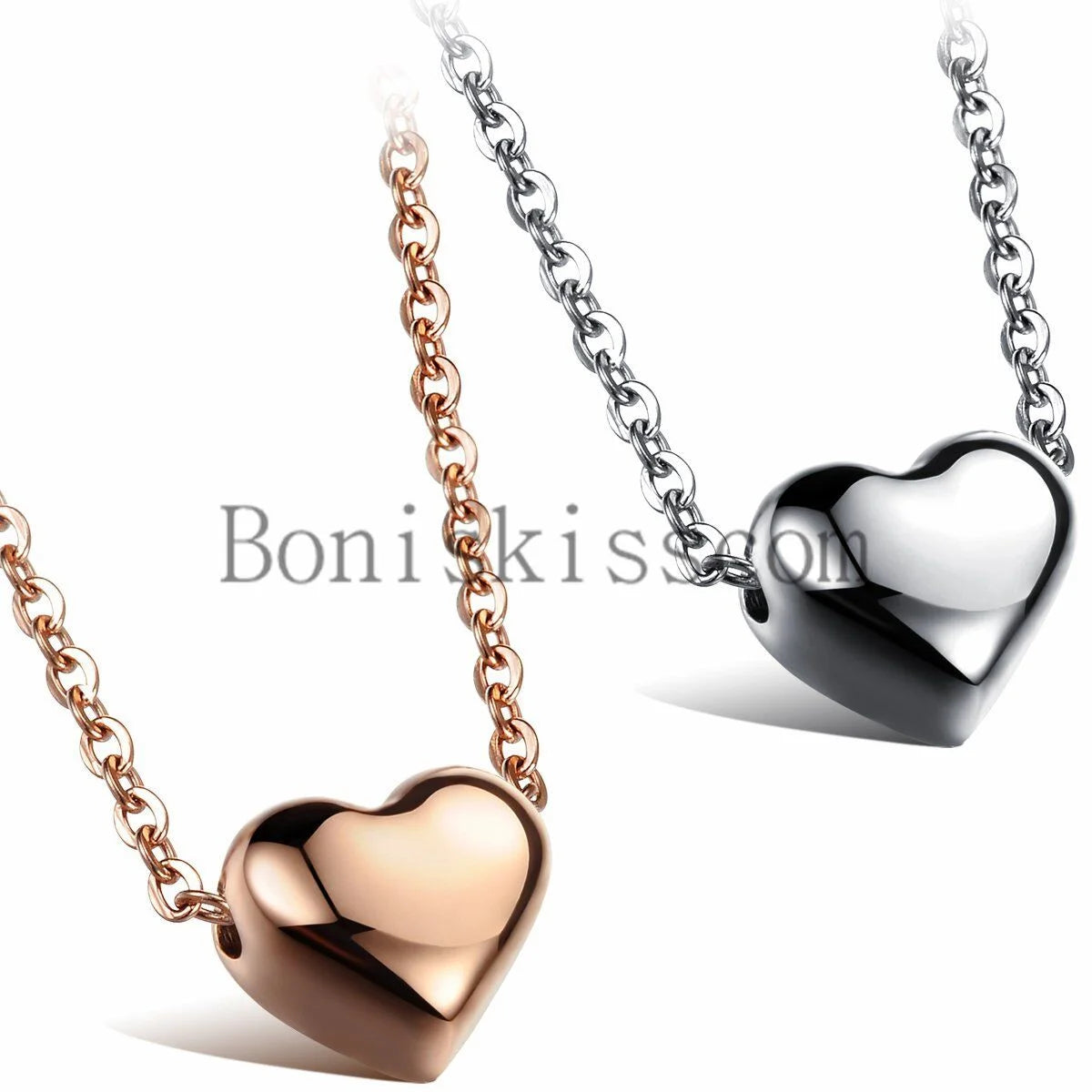 Women'S Girls Stainless Steel Heart Pendant Necklace Chain Valentine'S Day Gift