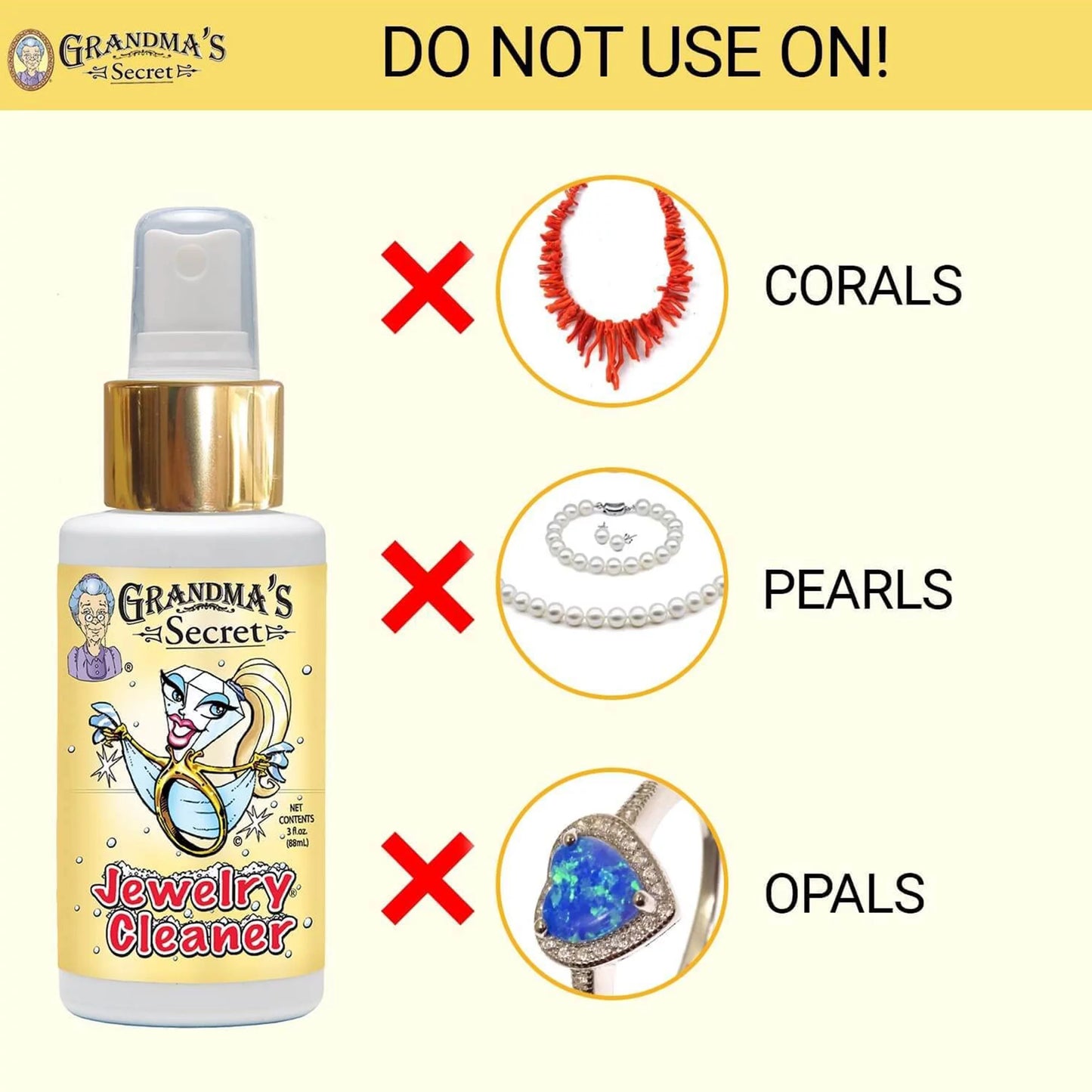 Grandma’S Secret Jewelry Cleaner Spray Gold Silver Cleaning Solution Tarnish Remover 3Oz 2 Pack