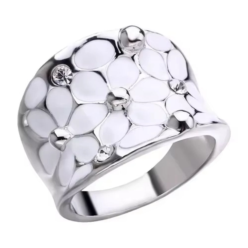 Elegant Temperament Wedding Jewellery Fashion Flower Oil Dripping Ring for Women