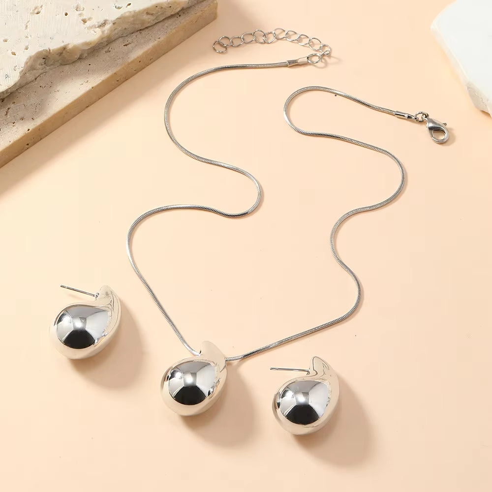 3 Pieces of Simple European and American Feng Shui Necklace Earrings Set for Women'S Temperament, Fashionable Party Accessories