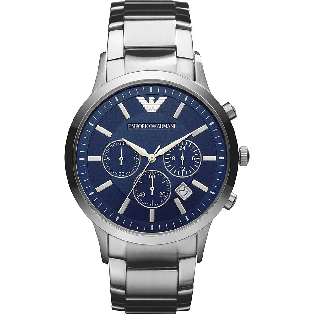 Men'S Classic Stainless Steel Blue Dial Dress Watch AR2448