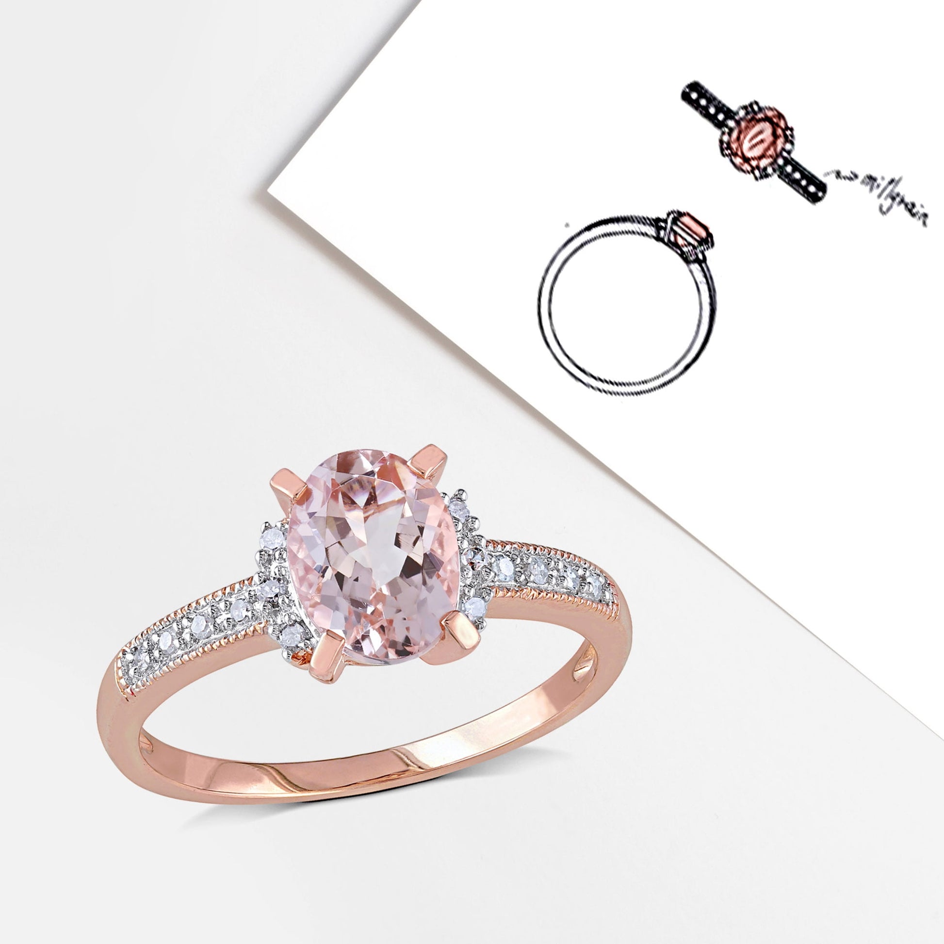 Women'S Morganite Rose Gold Plated Ring